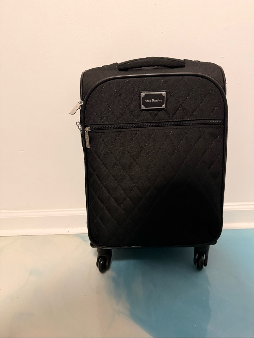 Vera Bradley Black Quilted Rolling Spinner Carry-On Suitcase 22”